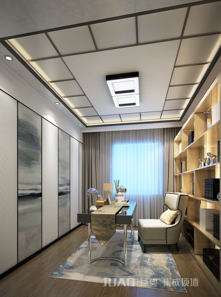 中式書(shū)房-裝配式整裝定制-巨奧集成頂墻
